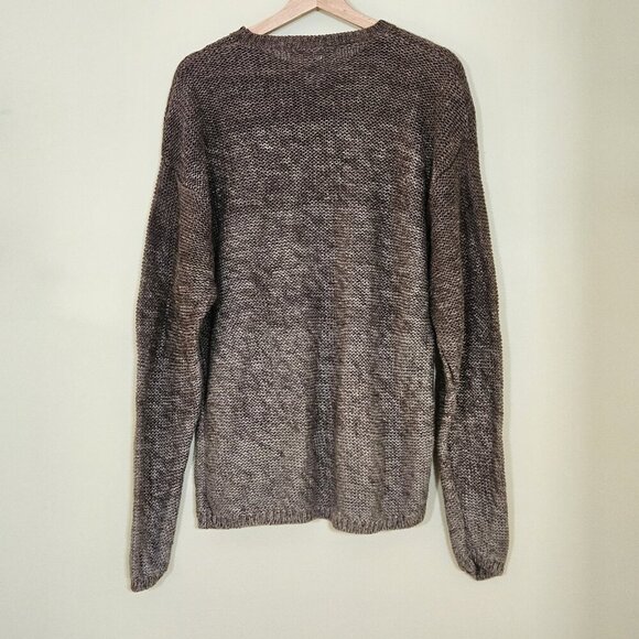 Banana Republic Linen Sweater Men M Brown Ombre LS Crewneck Sustainable Neutral - Picture 14 of 14